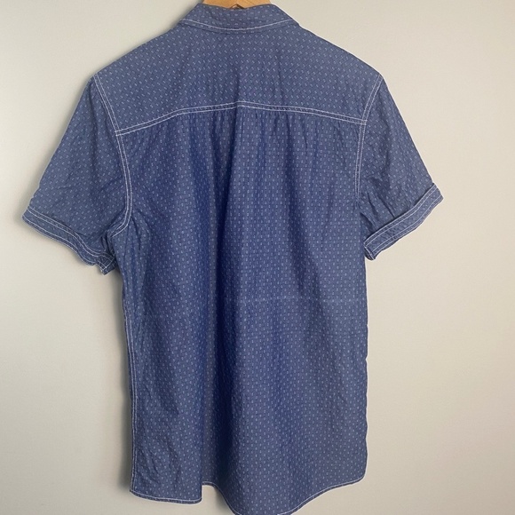 Buffalo David Bitton Men's Navy Jacquard Allover Houndstooth SS Button Shirt L - Picture 5 of 10